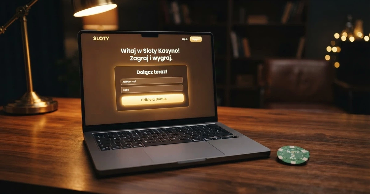 Strona kasyna online z widocznym przyciskiem oferty bonusu bez depozytu i polem rejestracji