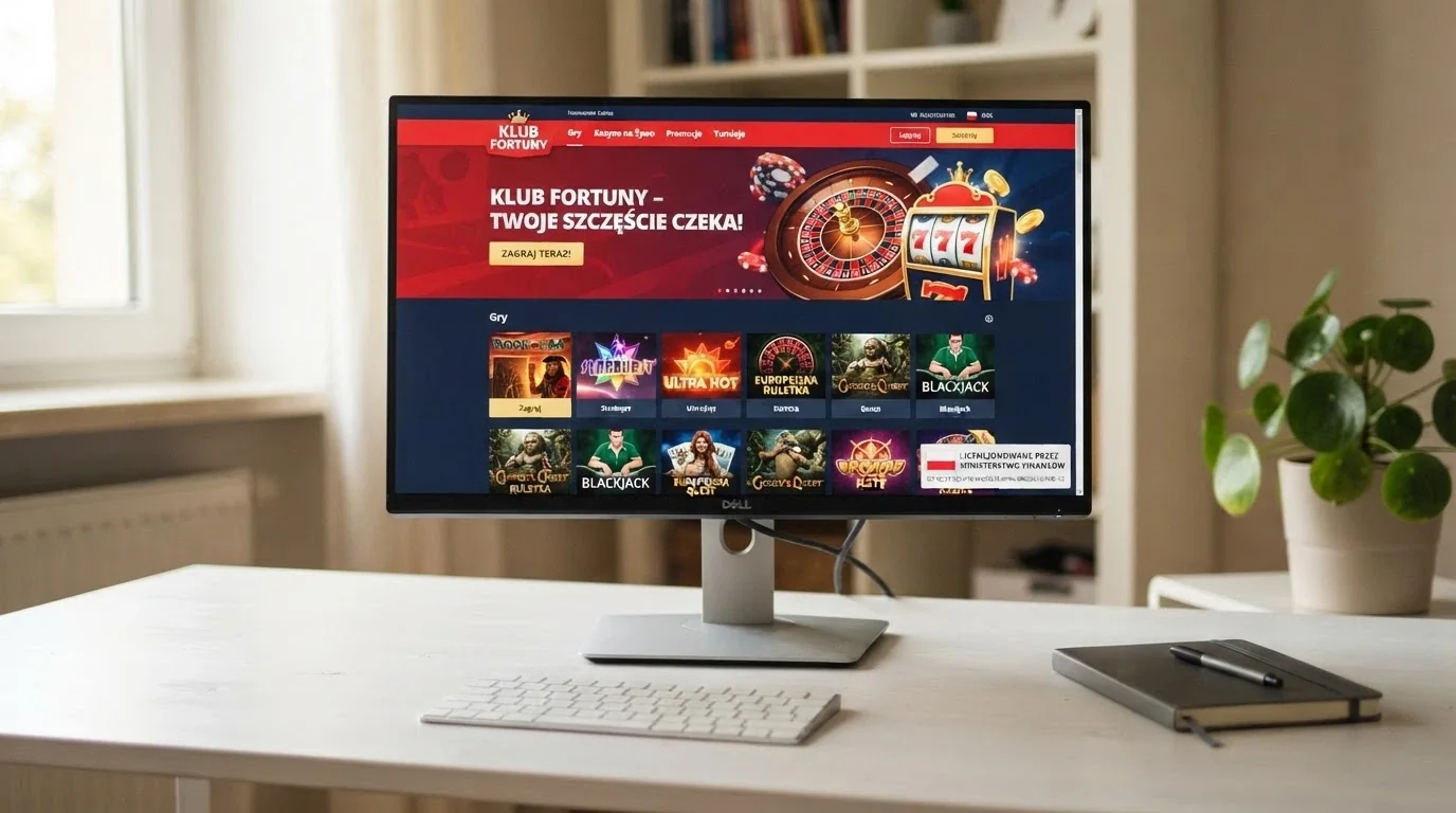 Strona główna Total Casino na monitorze z widocznym logo Totalizatora Sportowego i certyfikatem bezpieczeństwa