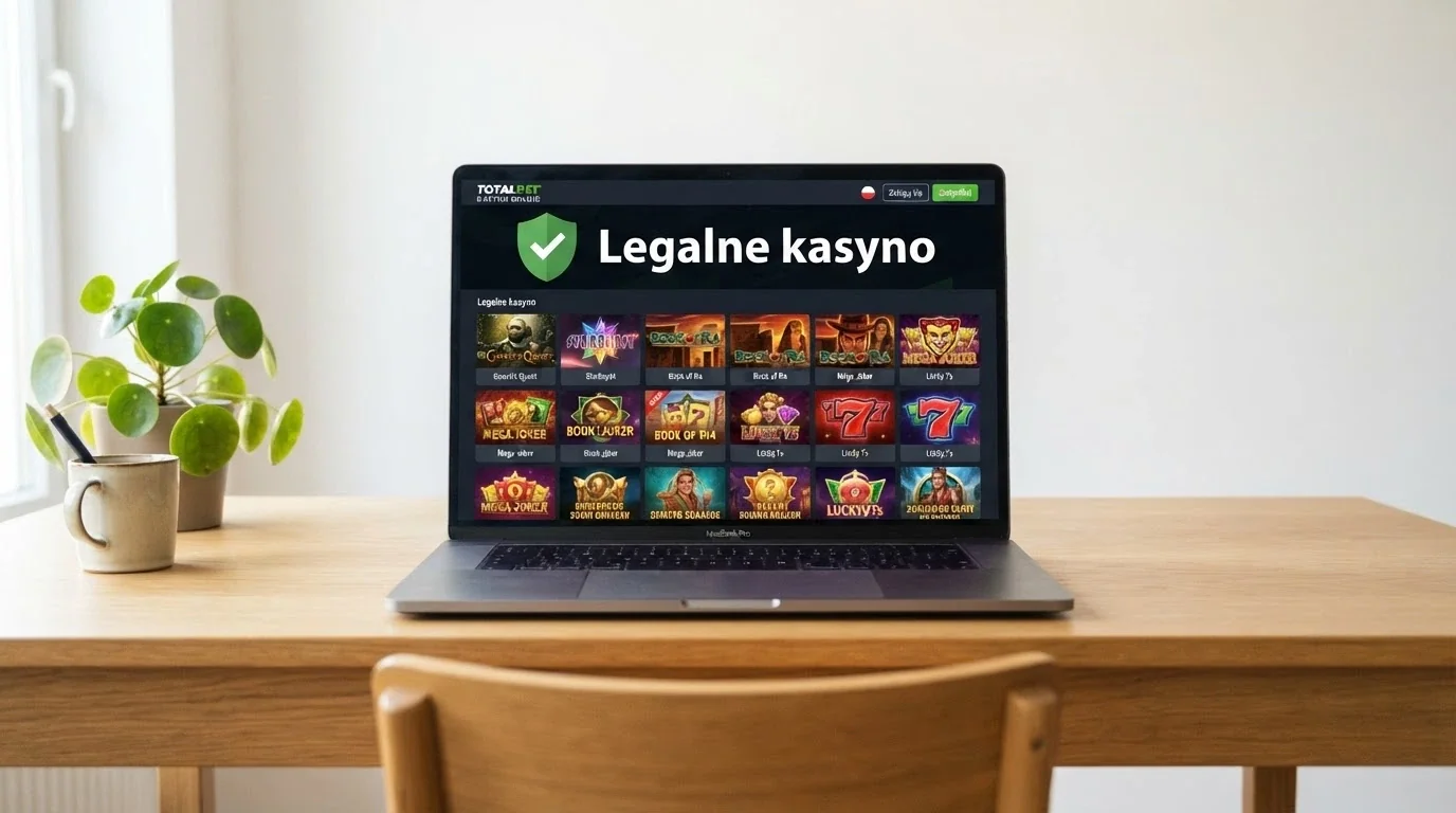 Strona główna Total Casino z oznaczeniem „legalne kasyno online” i logo Totalizatora Sportowego