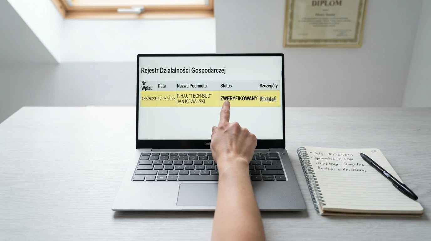 Ekran weryfikacji licencji kasyna online na stronie regulatora z widocznym numerem licencji